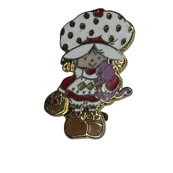 Vintage Strawberry Shortcake and Custard AGC American Greetings Taiwan Pin - Picture 1 of 13
